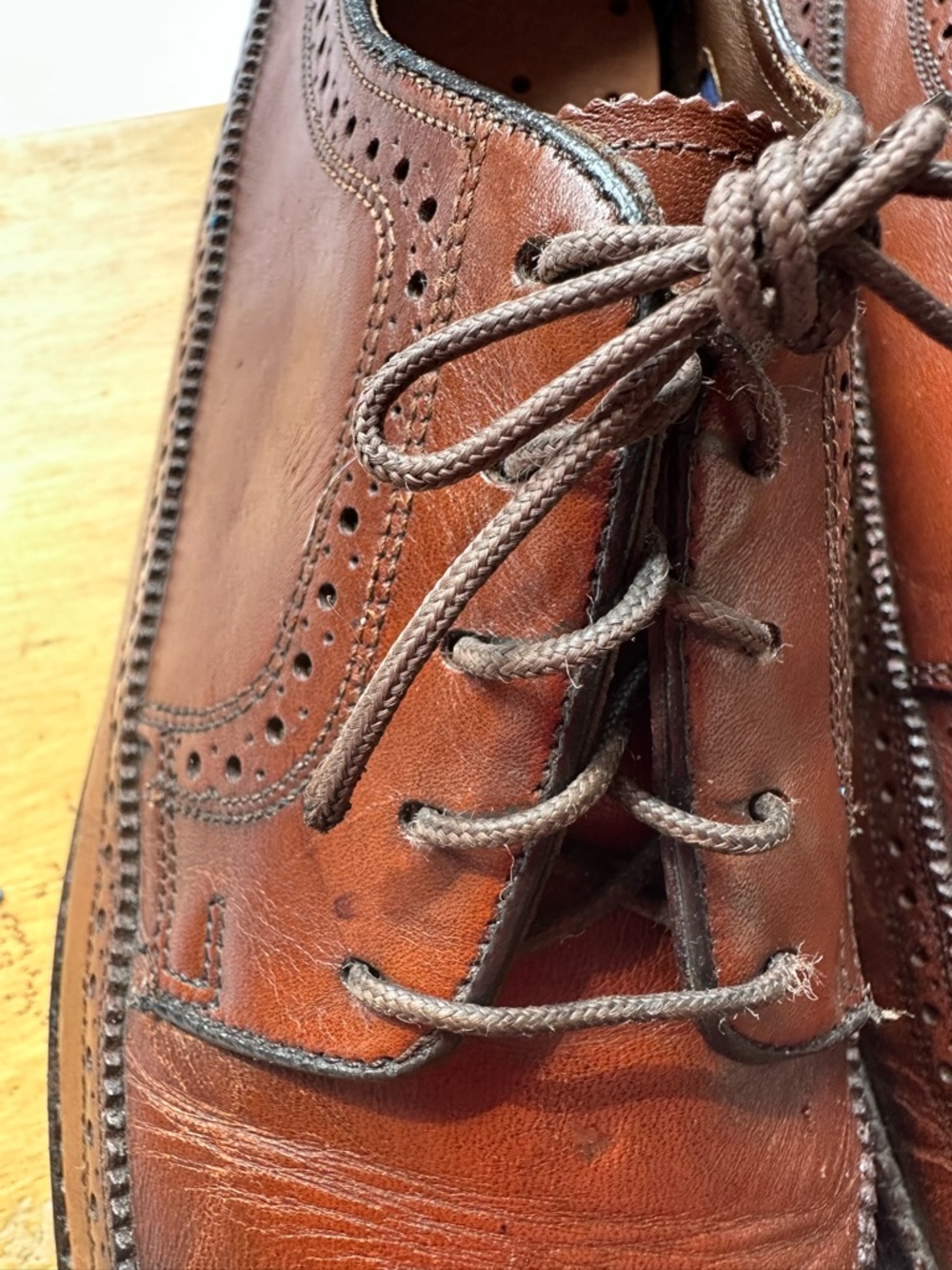 Vintage Classic Leather Longwing Wingtip Oxford Shoes 8D by Florsheim - Picture 6 of 7